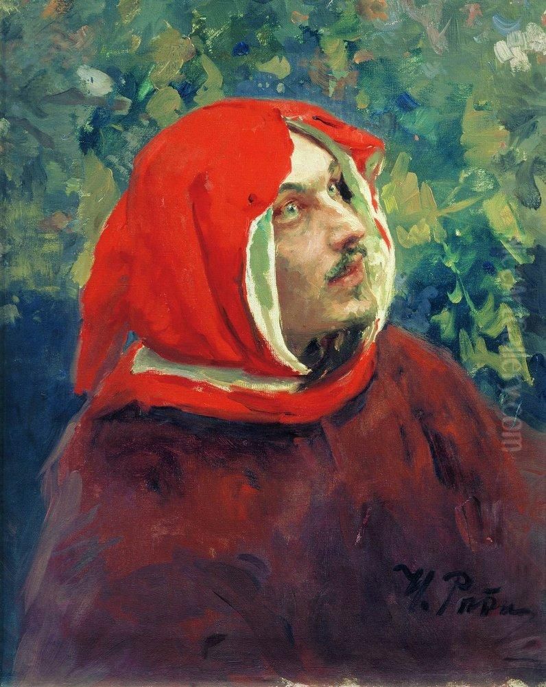 Portrait of Dante. Study. Modeled by Dmitry Scherbinovskiy Oil Painting by Repin Iliya