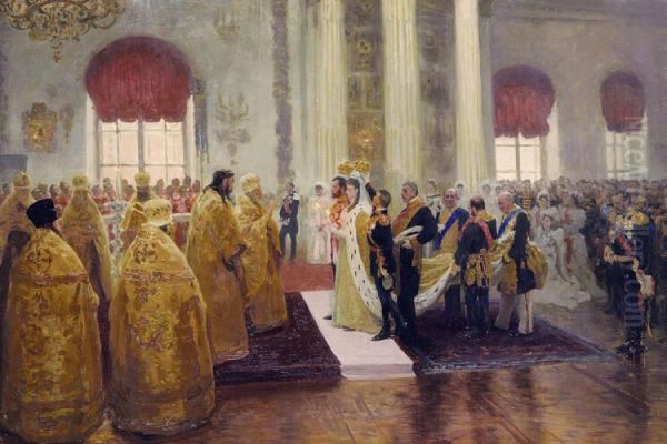 Wedding of Nicholas II and Grand Duchess Alexandra Feodorovna. Oil Painting by Ilya Repin