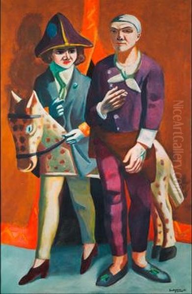 Doppelbildnis Karneval, Max Beckmann und Quappi Oil Painting by Max Beckmann