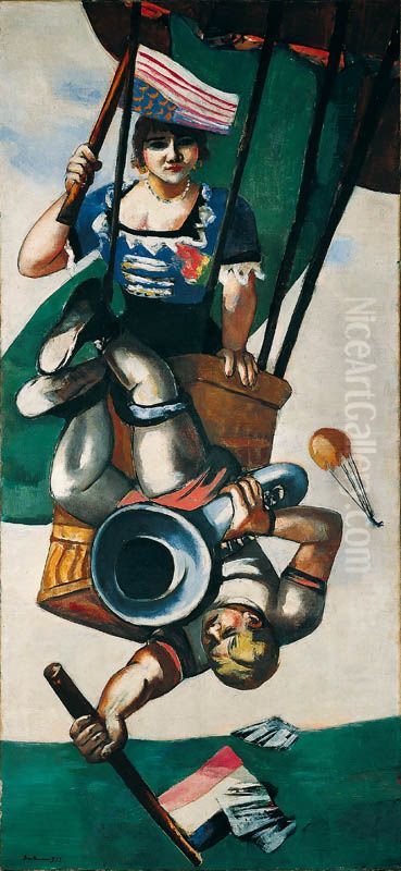 Luftakrobaten Oil Painting by Max Beckmann