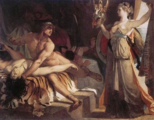Thetis apporte a Achille les armes forgees par Vulcain Oil Painting by Henri Regnault