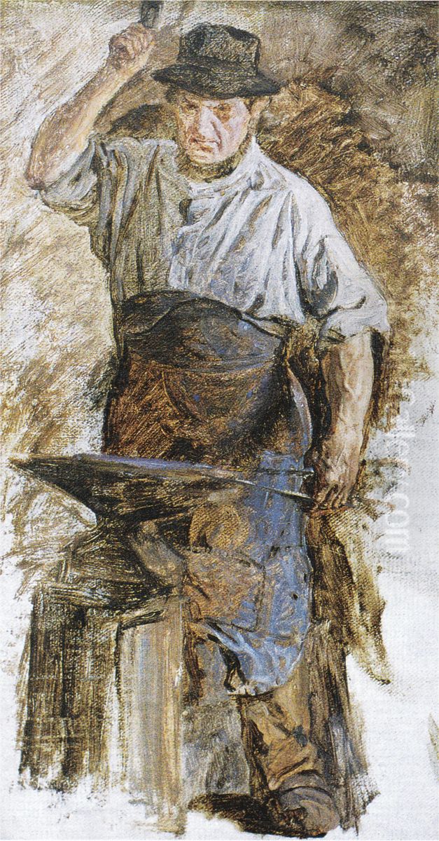 Smedemester Hans Pedersen, Hornbaek. Studie. Oil Painting by Peder Severin Kroyer