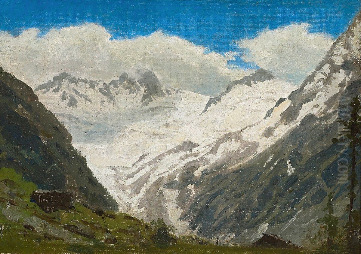 Snow covered mountains. Tirol. Oil Painting by Peder Severin Kroyer