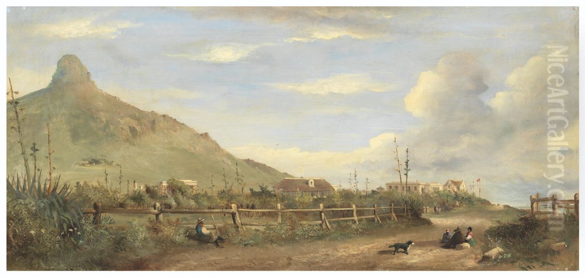 Lion's Head and Sea Point from Green Point, Cape of Good Hope Oil Painting by Thomas William Bowler