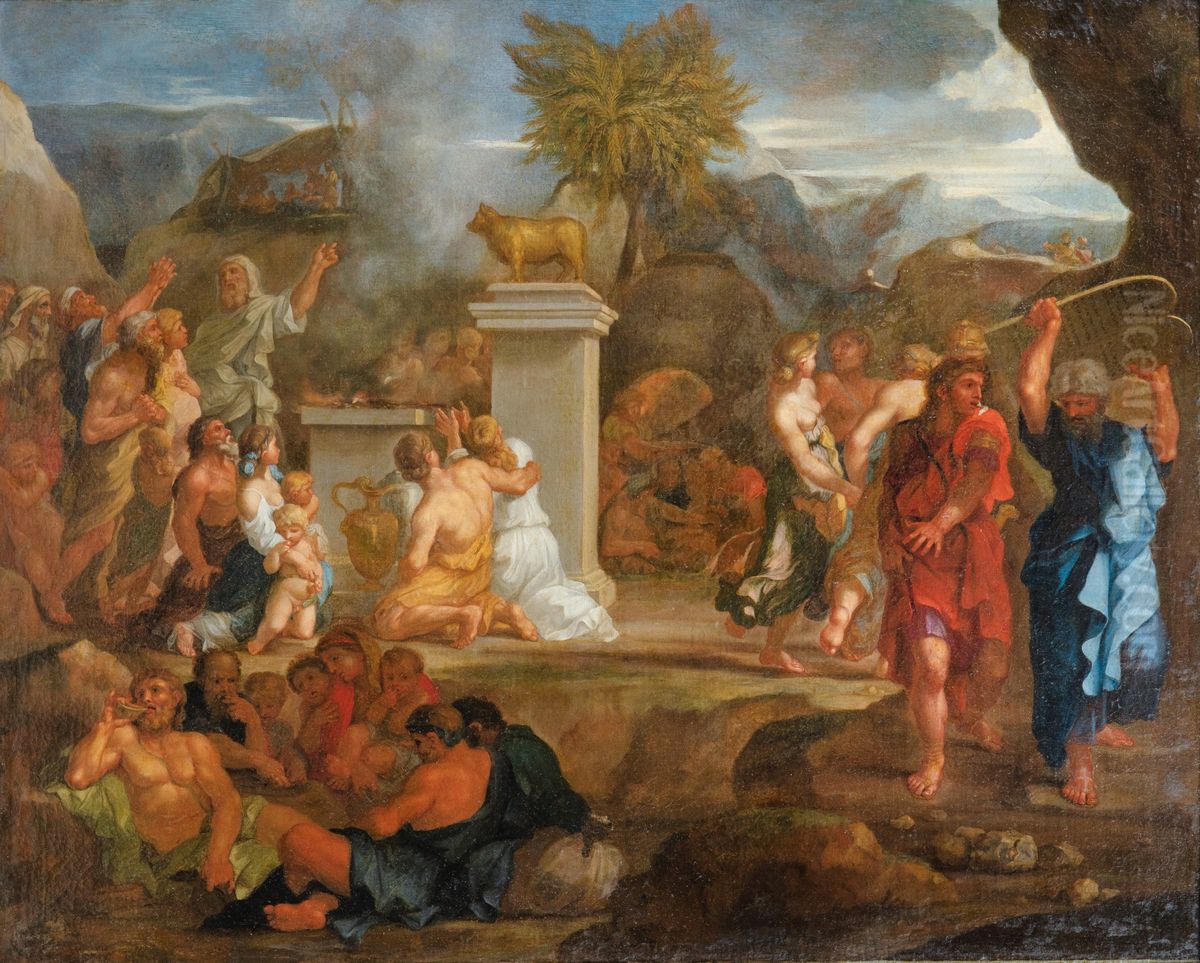 THE ADORATION OF THE GOLDEN CALF Oil Painting by Sebastien Bourdon