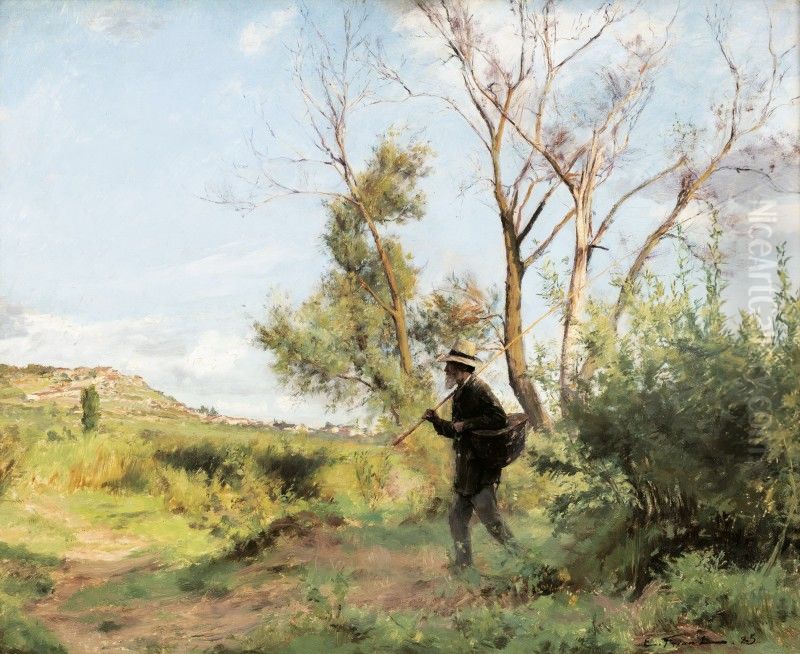 A WOOD-LINE (PORTRAIT OF PERE PIDOLE) Oil Painting by Friant Emile