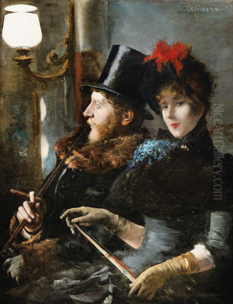 At the cafe-concert Oil Painting by Eugene Lecoindre