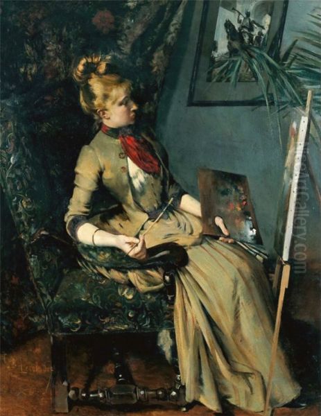 The young painter Oil Painting by Eugene Lecoindre