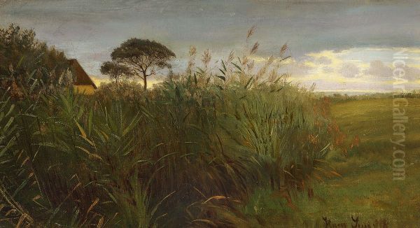 Landscape at dusk. Oil Painting by Hans Smidth