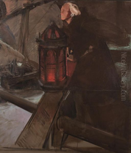 Columbus Leaving Palos (At the Lantern) Oil Painting by Joaquin Sorolla