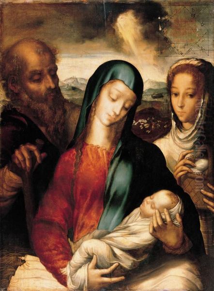 Holy Family Oil Painting by Luis de Morales