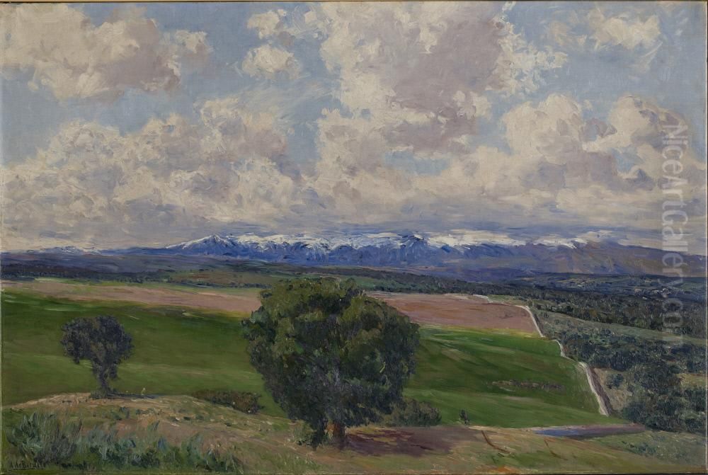View of the Guadarrama Mountains Oil Painting by Aureliano Beruete