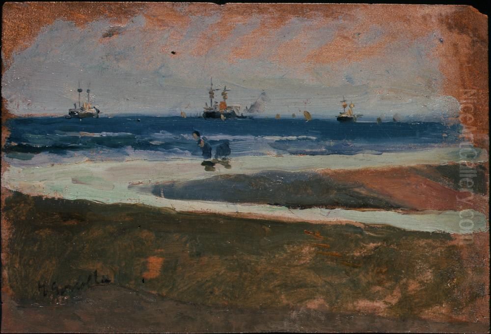 Beach at Valencia Oil Painting by Joaquin Sorolla