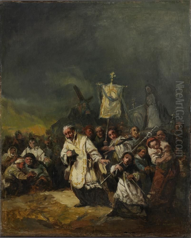 A Procession Oil Painting by Lucas Velazquez