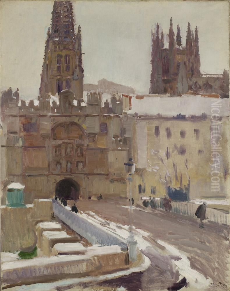 Cathedral and Gate of Santa Maria, Burgos Oil Painting by Joaquin Sorolla