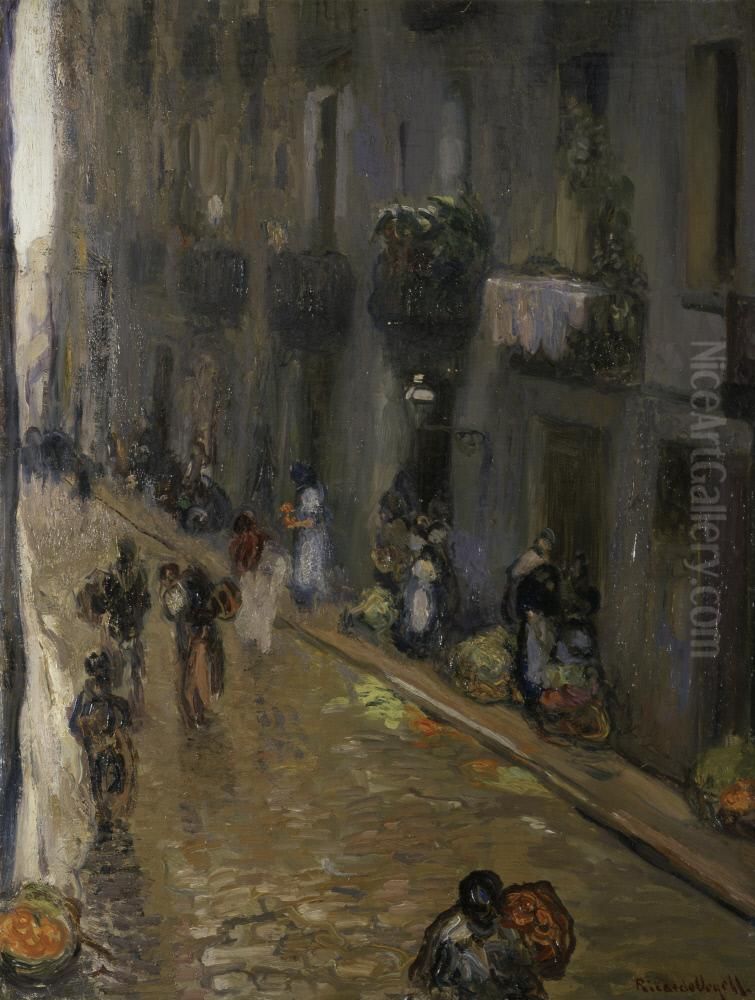 Calle de los Arrebales (Carrer de l'Aurora), Barcelona Oil Painting by Ricard Urgell i Carreras