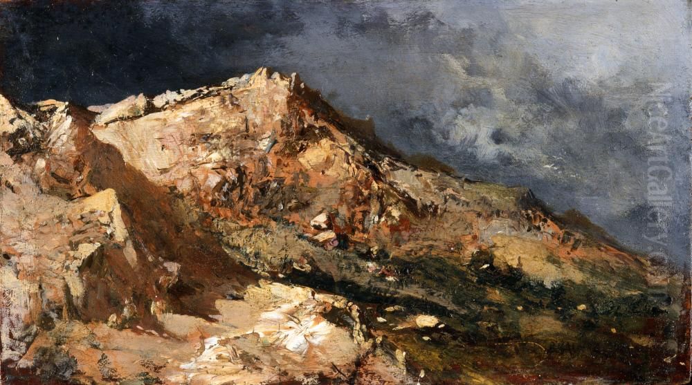 Storm in the Mountains Oil Painting by Baldomero Galofre Jimenez