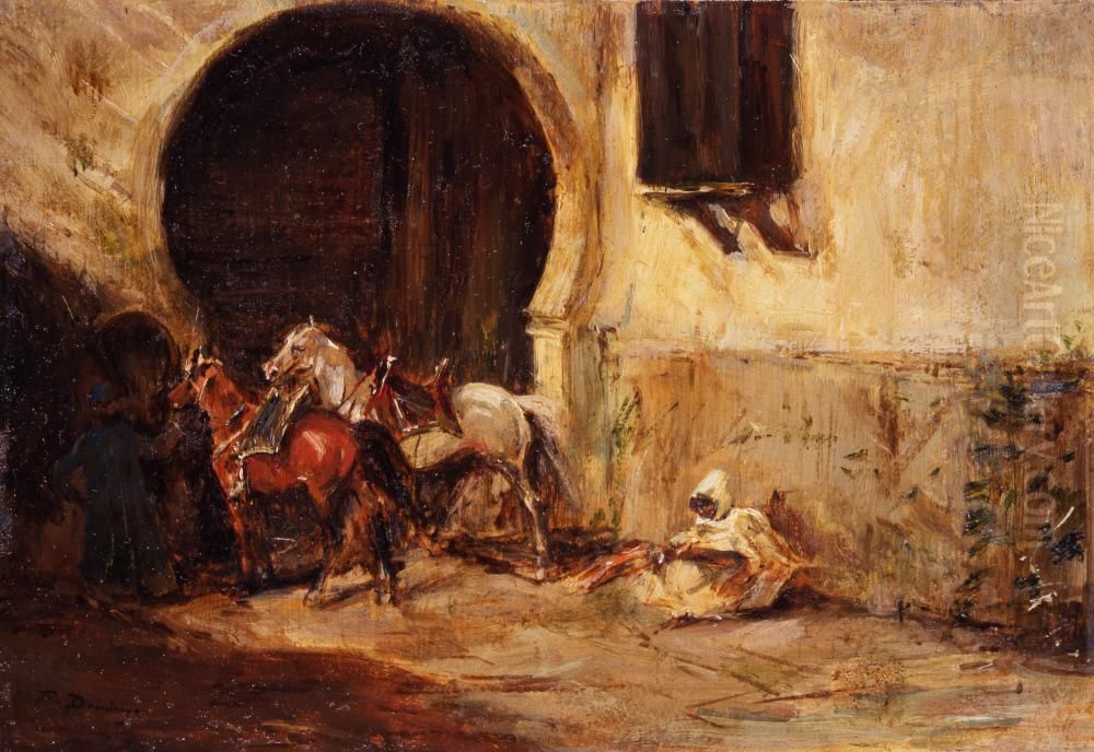 By a Mosque Doorway Oil Painting by Francisco Domingo Marques