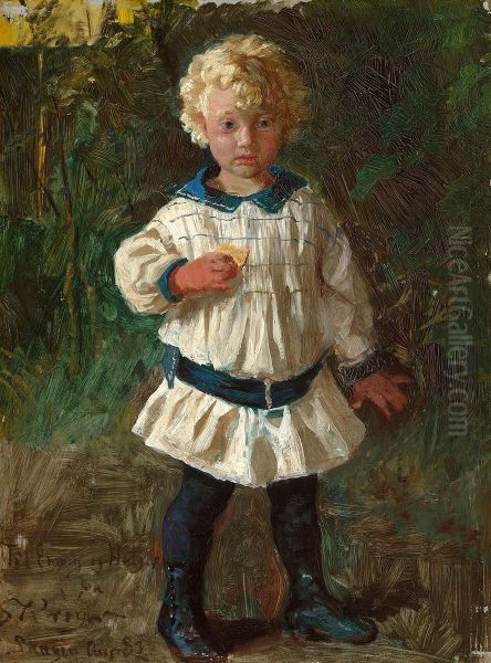 En lyshaaret Dreng. Portraet af Jens Drachmann. Oil Painting by Peder Severin Kroyer