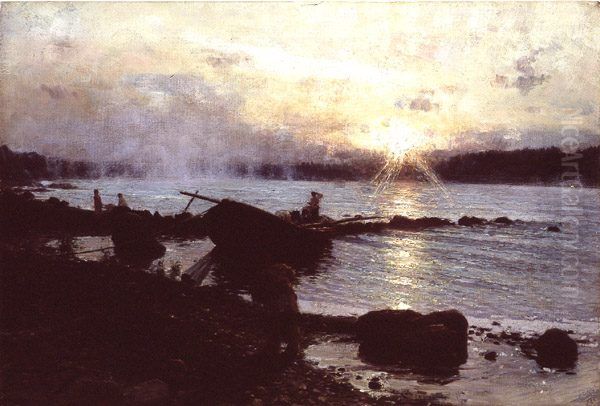 Sunrise over the Western Dvina Oil Painting by Repin Iliya
