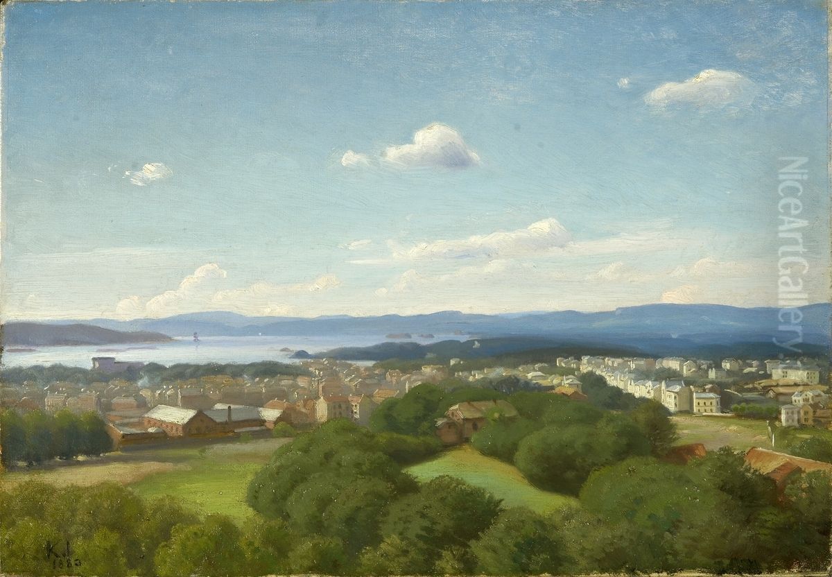 Utsikt fra St. Hanshaugen Oil Painting by Karl Jensen-Hjell
