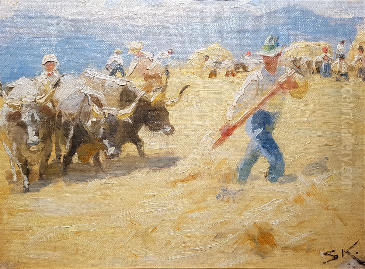 Taerskning i Abruzzerne. Studie. Oil Painting by Peder Severin Kroyer