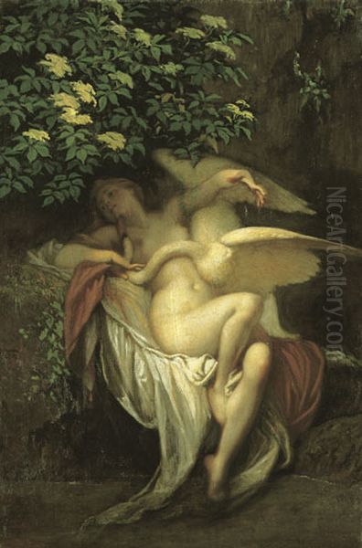 Leda with the Swan Oil Painting by Bertalan Szekely
