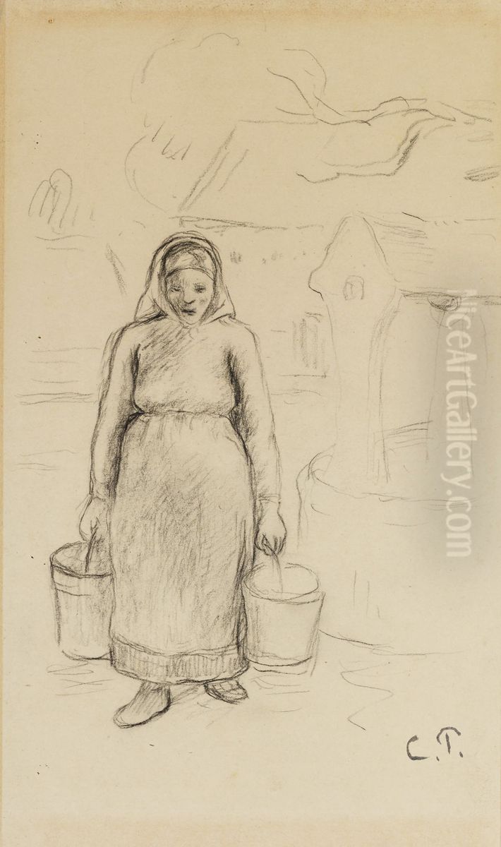 water carrier Oil Painting by Camille Pissarro