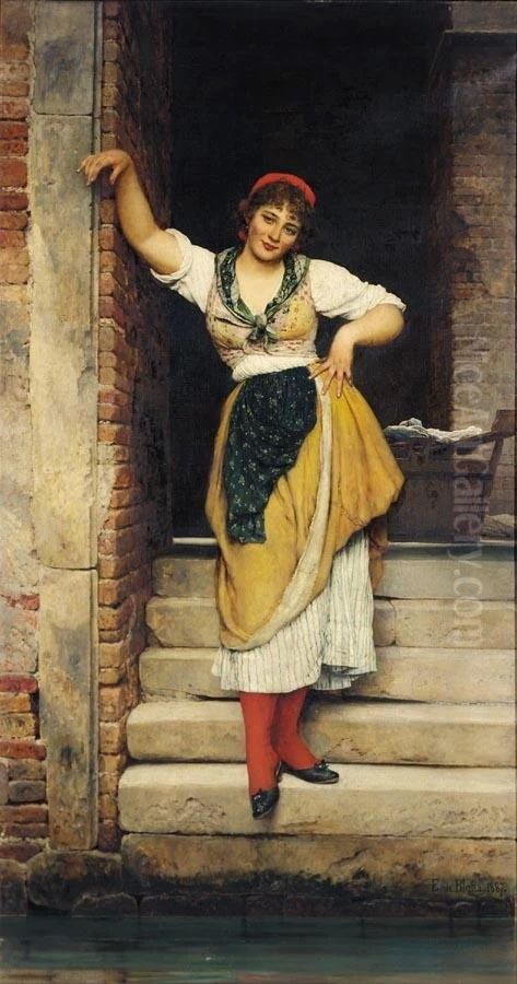 The young woman called 'Ninetta' Oil Painting by Eugene de Blaas