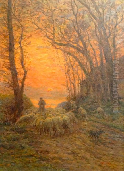 Le retour du berger Oil Painting by Henri Duhem