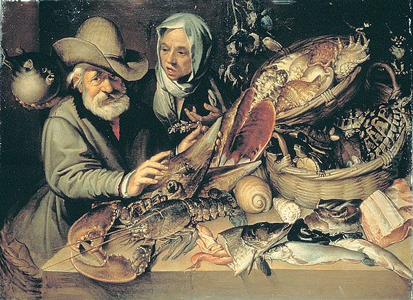 The fish stall Oil Painting by Bartolomeo Passarotti The fish stall Oil Painting by Bartolomeo Passarotti