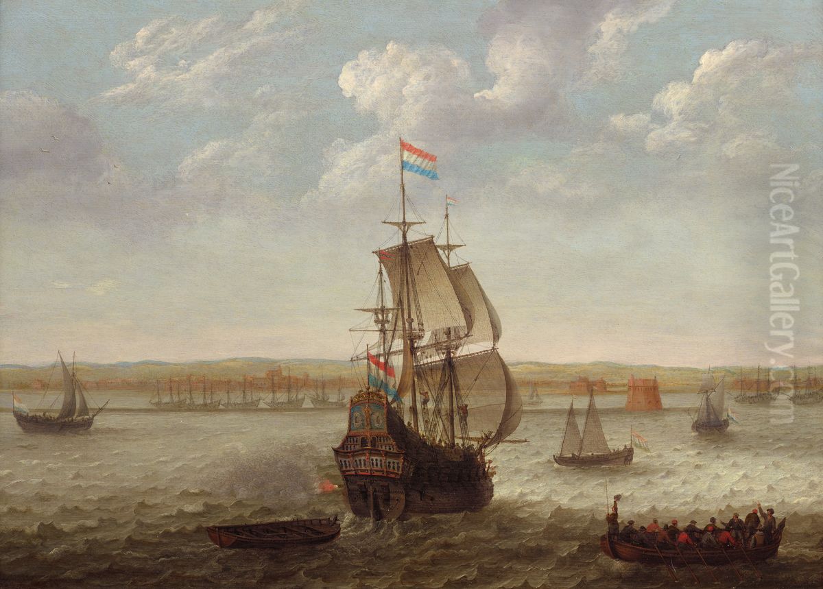 Nederlandse schepen op de rede van Recife, Brazilie Oil Painting by Abraham Willaerts