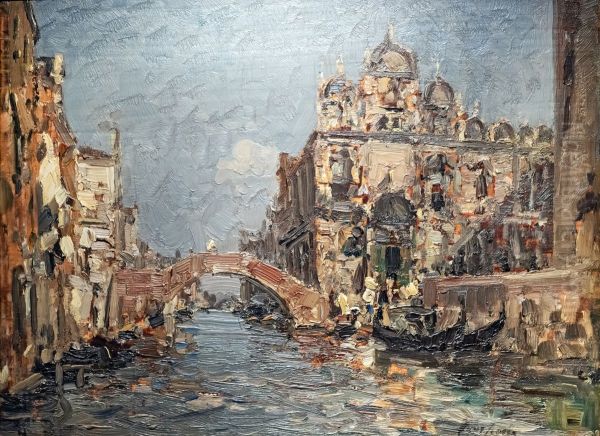 Canal of St. John and Paulus andScuola di San Marc Oil Painting by Emma Ciardi