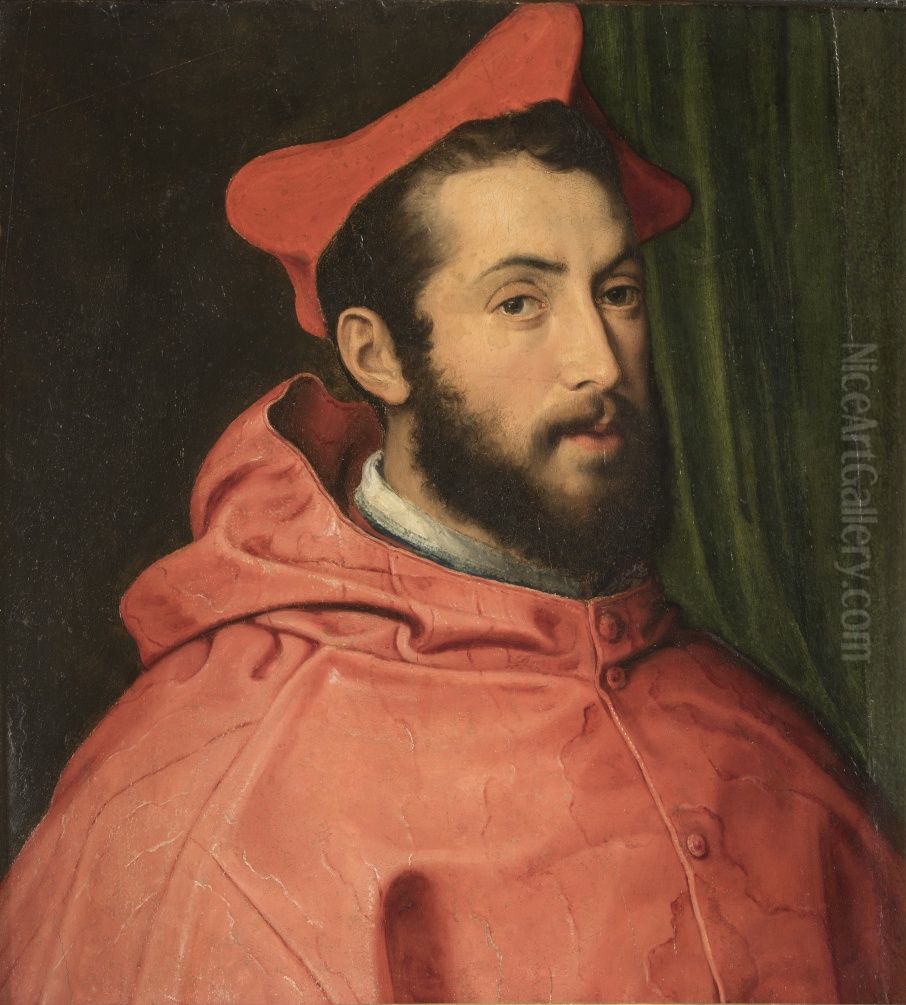 Portrait of Cardinal Alessandro Farnese Oil Painting by Perino del Vaga