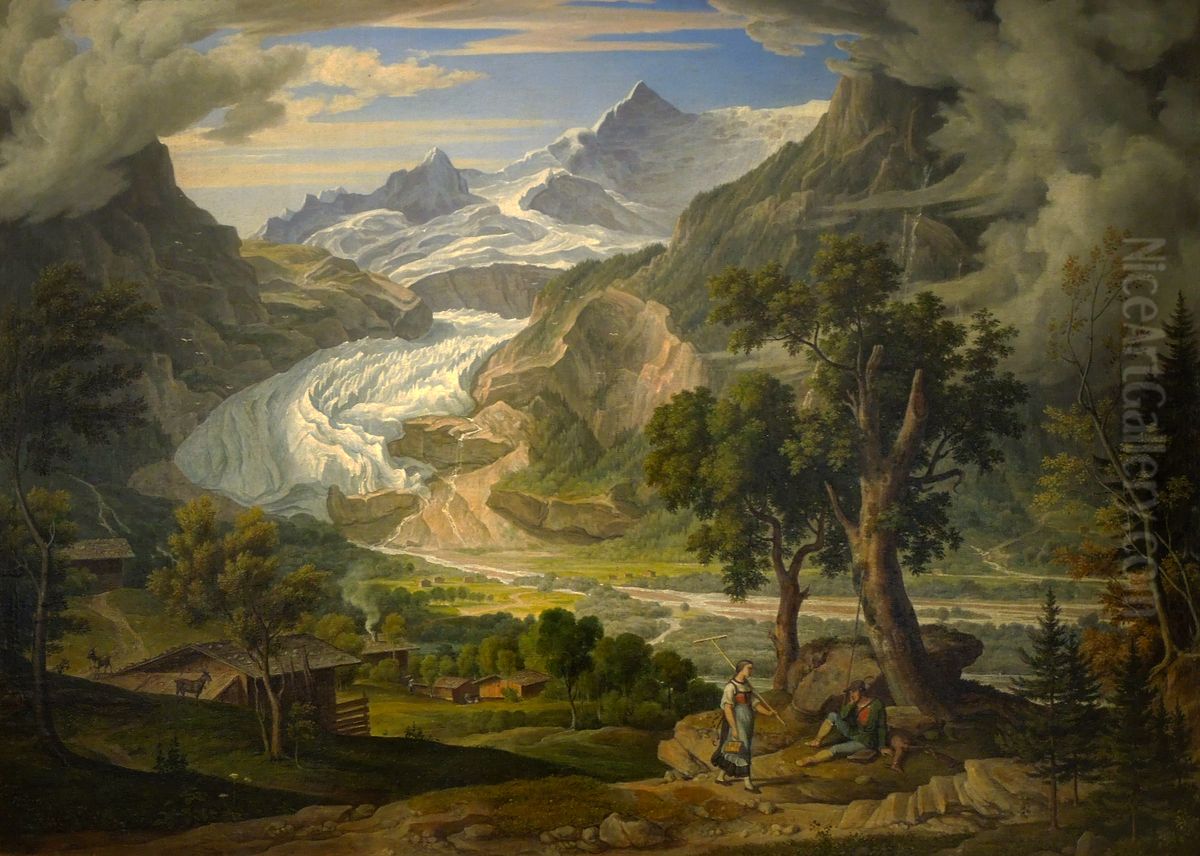 Grindelwald Glacier in the Alps Oil Painting by Joseph Anton Koch