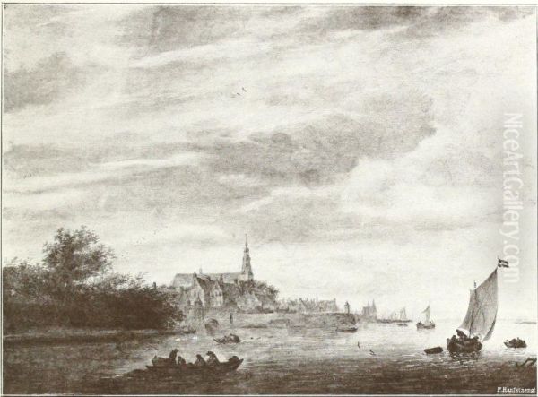 River scene Oil Painting by Salomon van Ruysdael