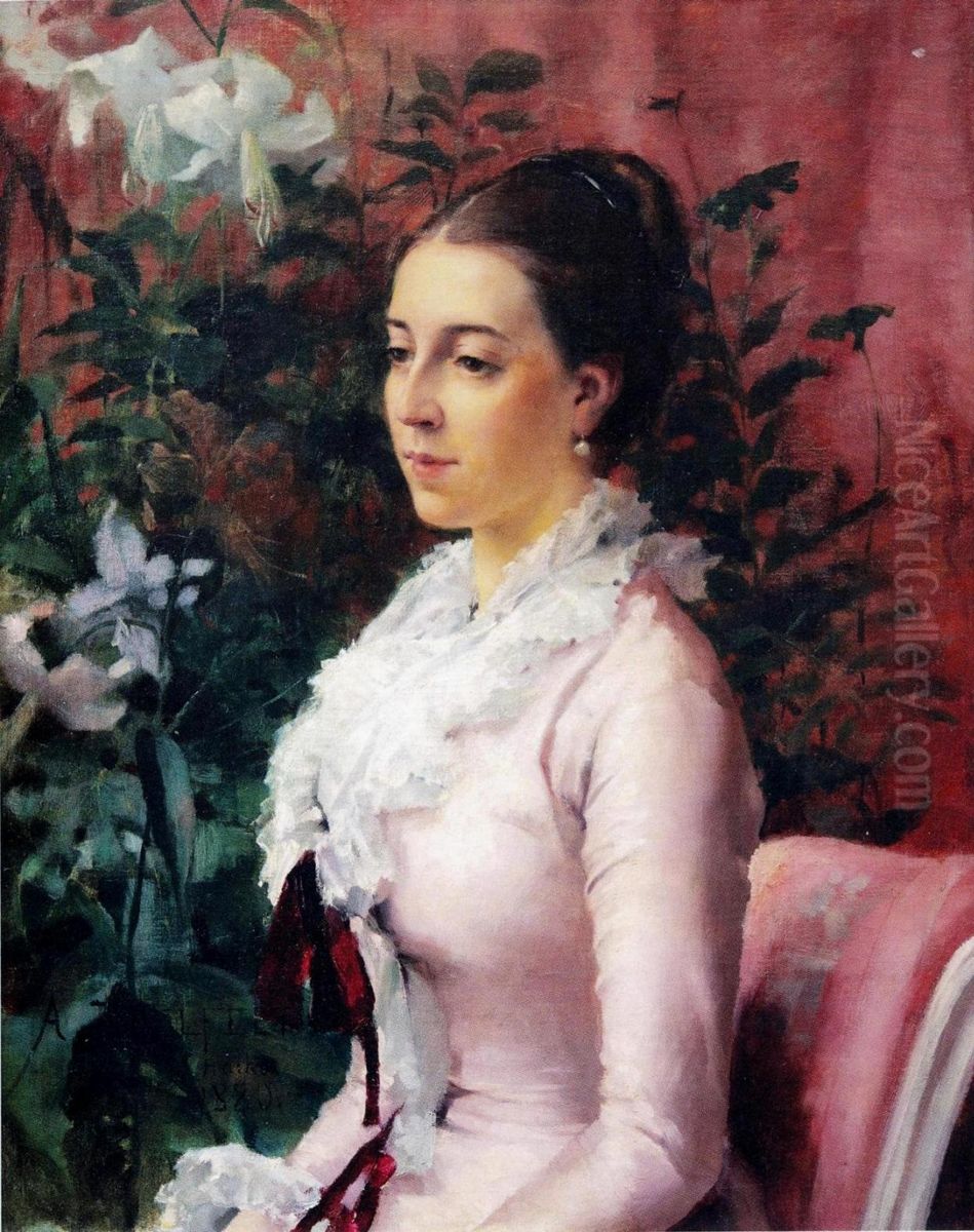 Portrait of Sophie Manzey Oil Painting by Albert Edelfelt