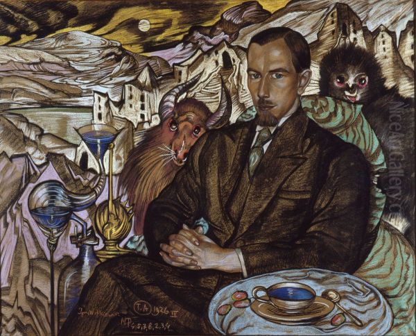 Stanislaw Ignacy Witkiewicz - Portrait of Wlodzimierz Nawrocki Oil Painting by Stanislaw Ignacy Witkiewicz (Witkacy)