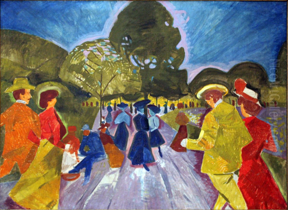 Promenada v Riegrovych sadech Oil Painting by Bohumil Kubista
