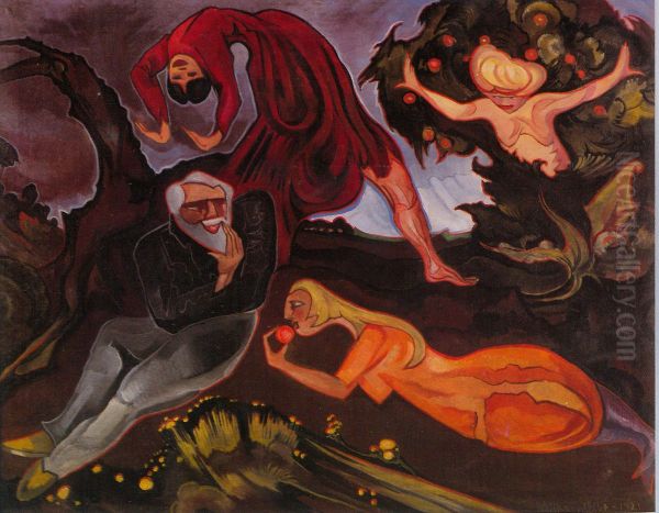 Temptation of St. Anthony 1. Oil Painting by Stanislaw Ignacy Witkiewicz (Witkacy)
