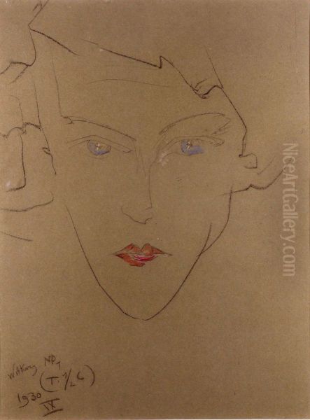 Portrait of Irena Landesman Oil Painting by Stanislaw Ignacy Witkiewicz