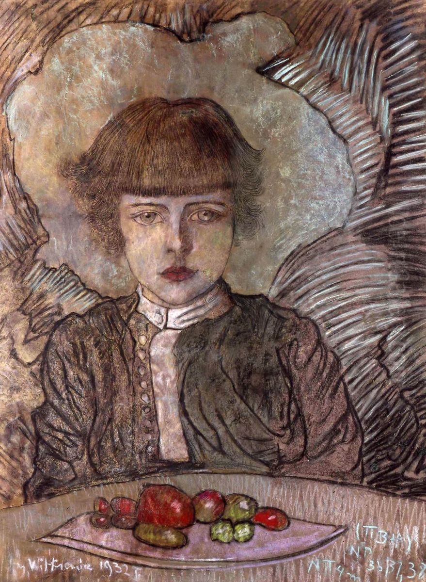 Portret Leszka Komorowskiego w wieku 7 lat Oil Painting by Stanislaw Ignacy Witkiewicz (Witkacy)