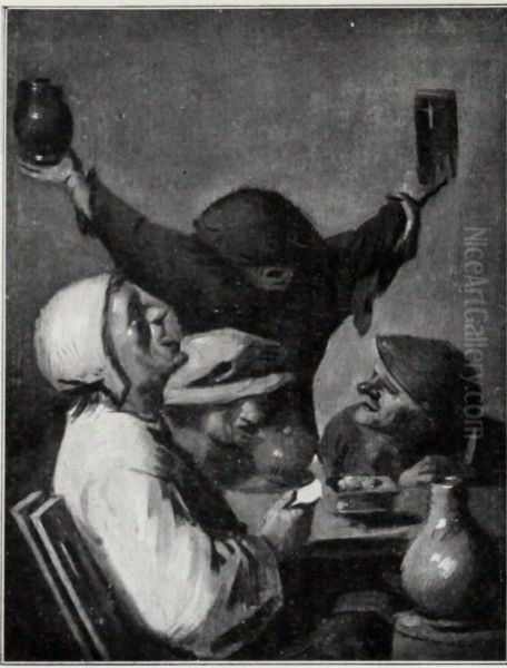 A Cabaret Scene Oil Painting by Adriaen Brouwer