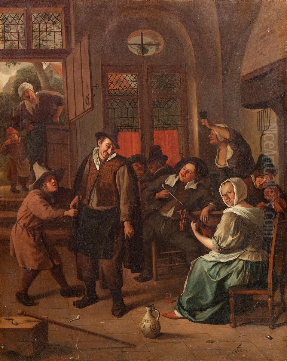 Vrolijk gezelschap in een interieur Oil Painting by Jan Steen