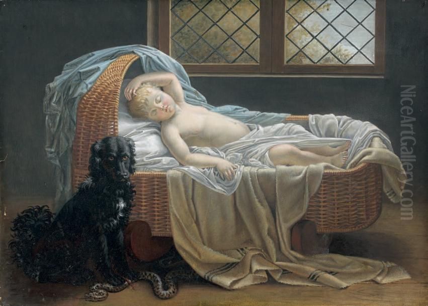 The Sleeping Child in the Care of a Brave Dog Oil Painting by Jeanne-Elisabeth Chaudet