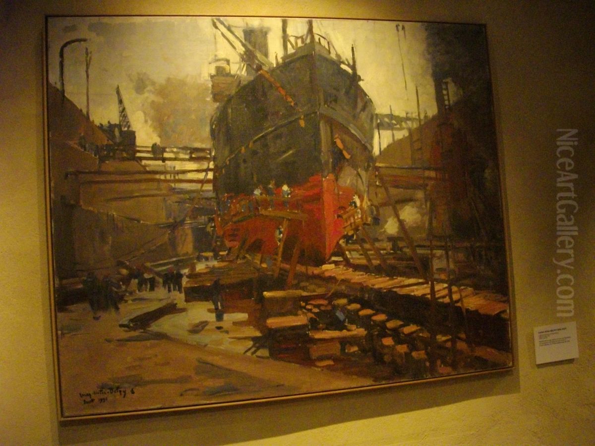 L'Hippopotame en carenage a Brest Oil Painting by Lucien-Victor Delpy