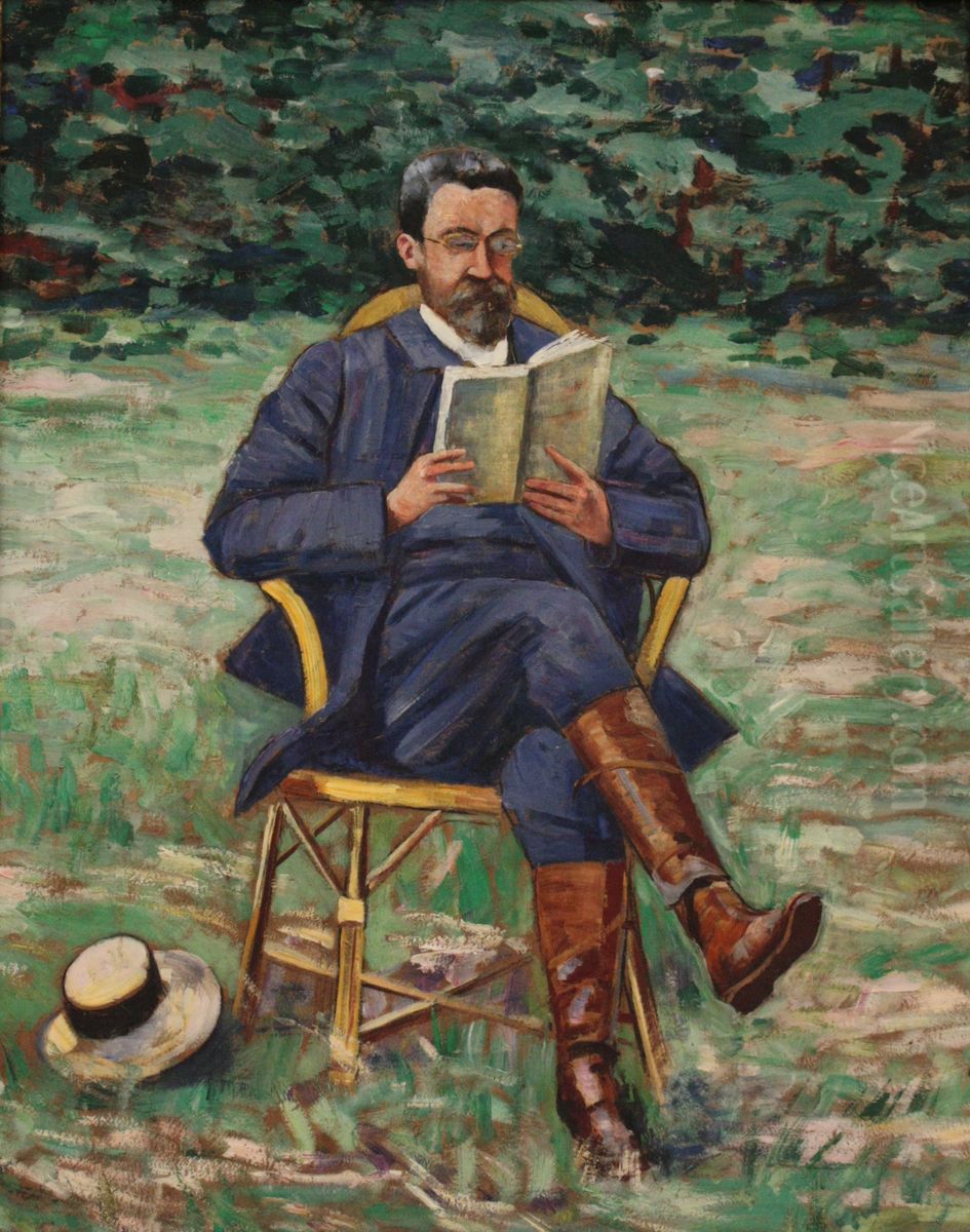 Marcel Sembat lisant Oil Painting by Georgette Agutte