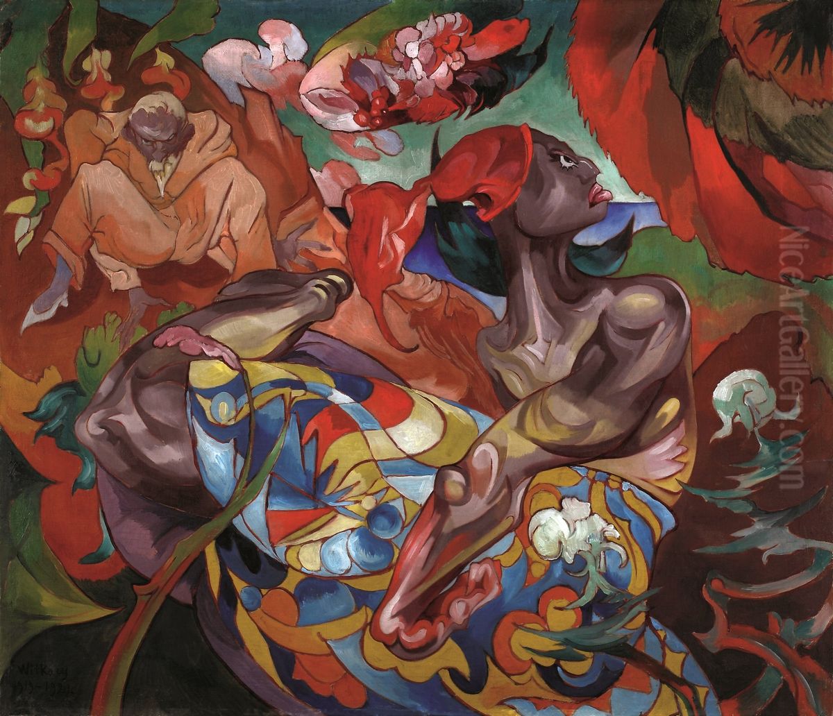 Visiting a Maharaja Oil Painting by Stanislaw Ignacy Witkiewicz (Witkacy)