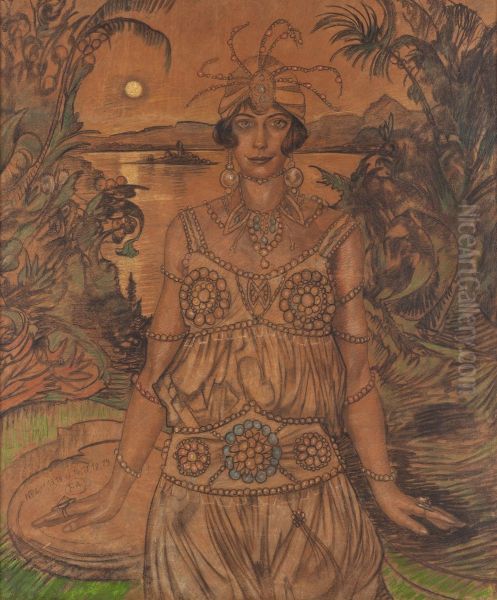Irena Wiedyskiewicz-Polniakowa Oil Painting by Stanislaw Ignacy Witkiewicz