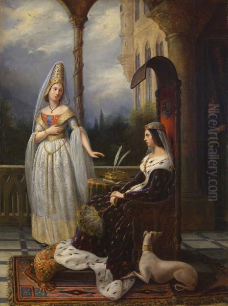 Valentine de Milan and Odette de Champ-Divers Oil Painting by Anna Rimbaut-Borrel
